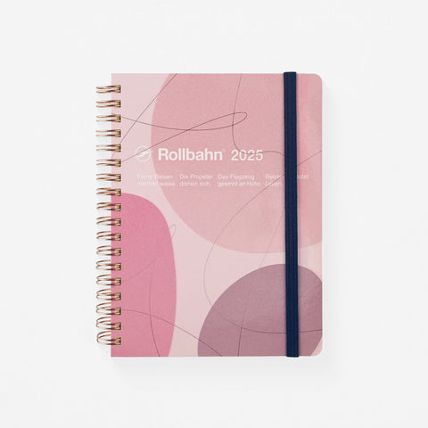 Delfonics Rollbahn 2025 Calando Monthly Planner Medium Or Large | 3 Colorways Pink [Rose Gold Binding] / Medium [4 x 5.25"]