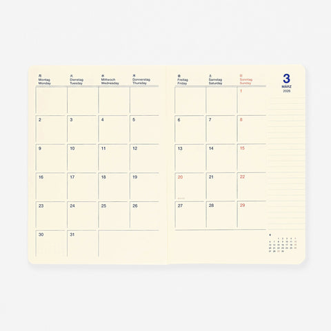 Delfonics Rollbahn 2026 "Note" Homme Monthly Planner Olive | Large Or A5