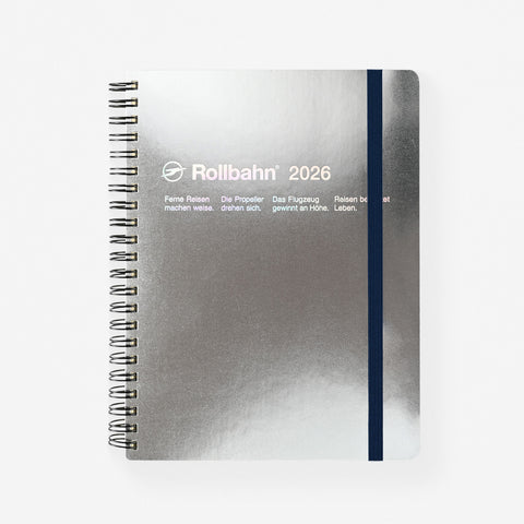 Delfonics Rollbahn 2026 Monthly Planner Metallic Silver | Large Or A5
