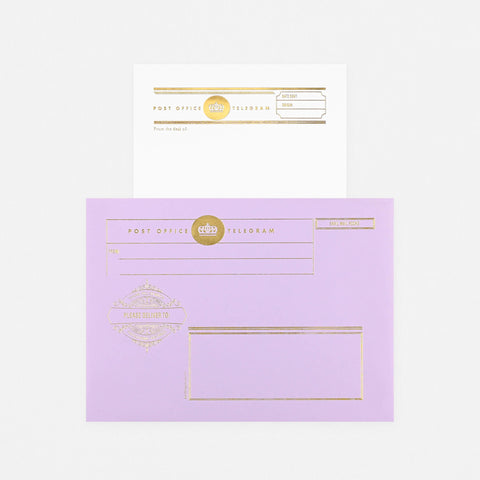 LA Paper Lover Telegram Letter Set Lavender Envelope 