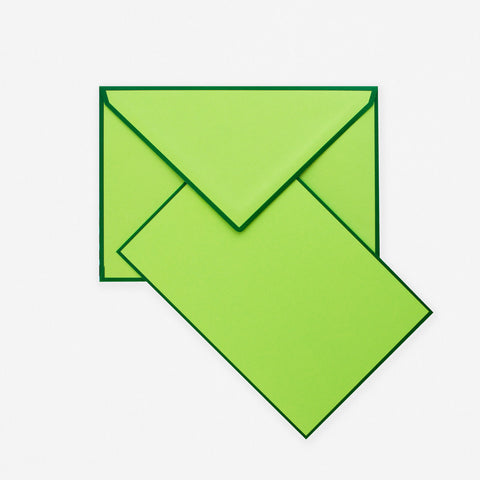 Crown Mill Color Edge Bamboo and Dark Green Flat Note Cards Boxed