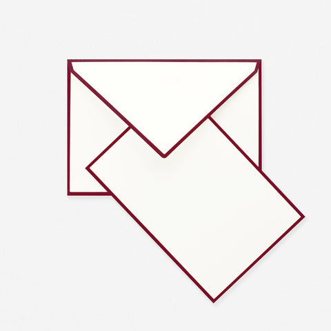 Crown Mill Color Edge Cream and Bordeaux Flat Note Cards Boxed