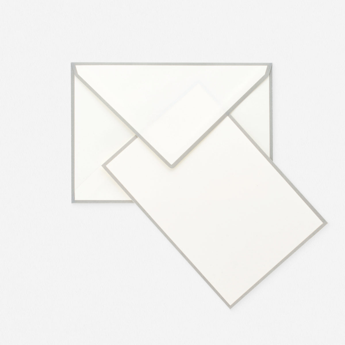 Crown Mill Color Edge Cream and Grey Flat Note Cards Boxed