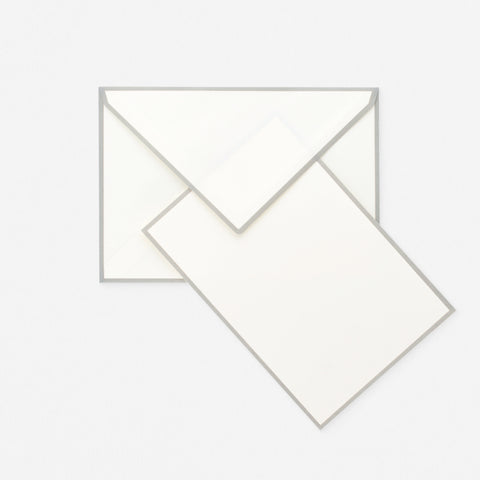 Crown Mill Color Edge Cream and Grey Flat Note Cards Boxed