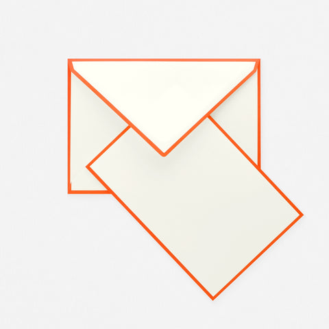 Crown Mill Color Edge Cream and Orange Flat Note Cards Boxed