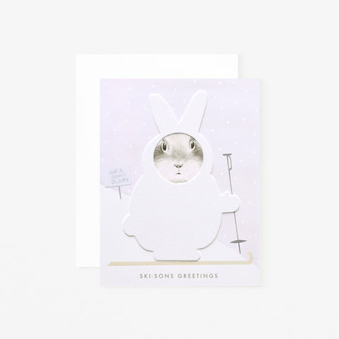 Dear Hancock Ski-sons Greetings Bunny Holiday Card 