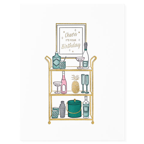 Elum Cheers Bar Cart Birthday Card