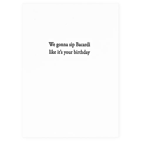 Hat Wig Glove Bacardi Birthday Card 