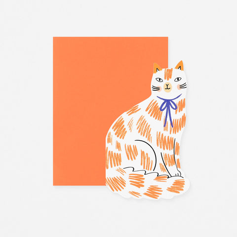 Kitty Kenda Paper Goods Sitting Kitty Ginger Die-Cut Greeting Card 