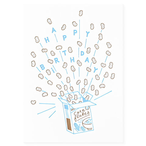 Letterpress De Paris Happy Birthday Cornflakes Greeting Card 