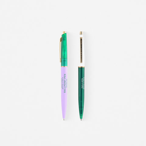 MARK'S Inc. Mark's x Anterique Ballpoint Pen | Purple + Clear Green Or Clear Forest Green + White
