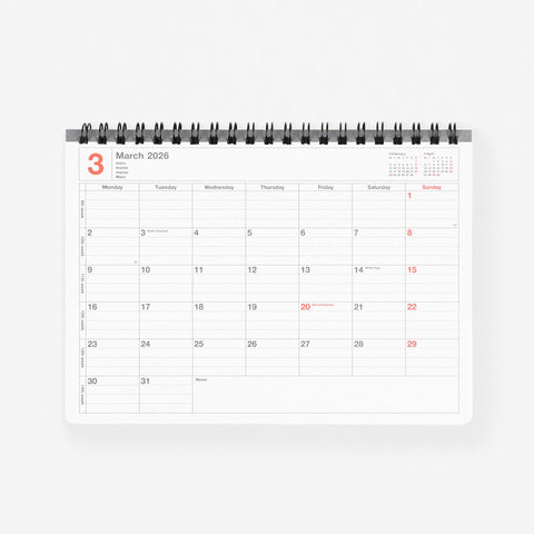 MARK'S Inc. 2026 Yoshiki Okamura Small Monthly Planner Notebook | 3 Colorways
