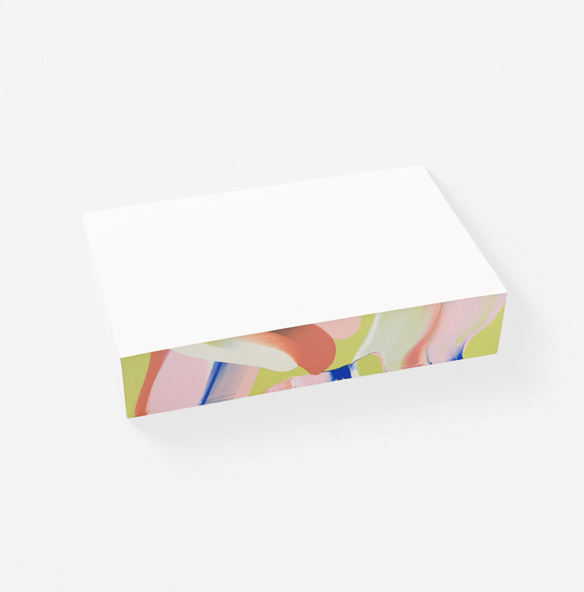 Moglea Citron Swirl Notepad medium, hand-painted binding in citron, terra cotta, sage, pink and electric blue.