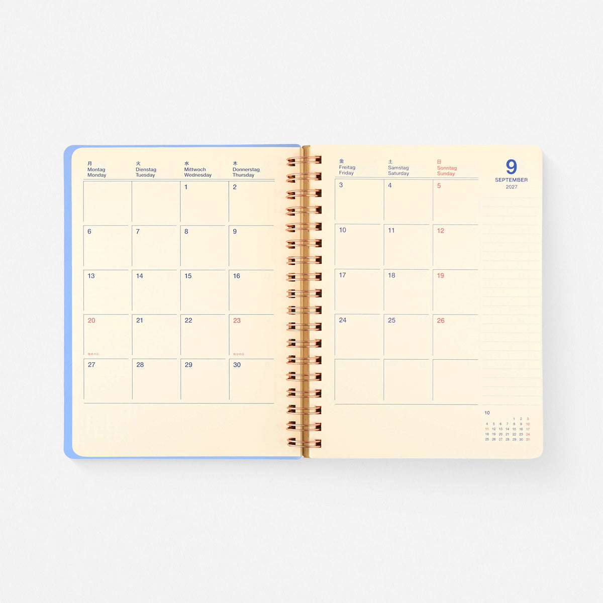 2027 Rollbahn Monthly Planner Clear Blue | 2 Sizes