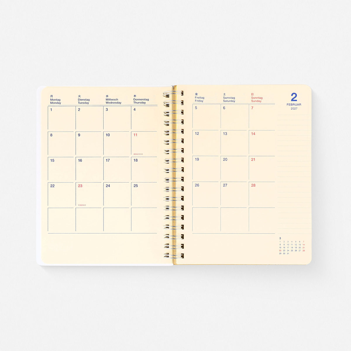 2027 Rollbahn Monthly Planner Sunlight Glass Large