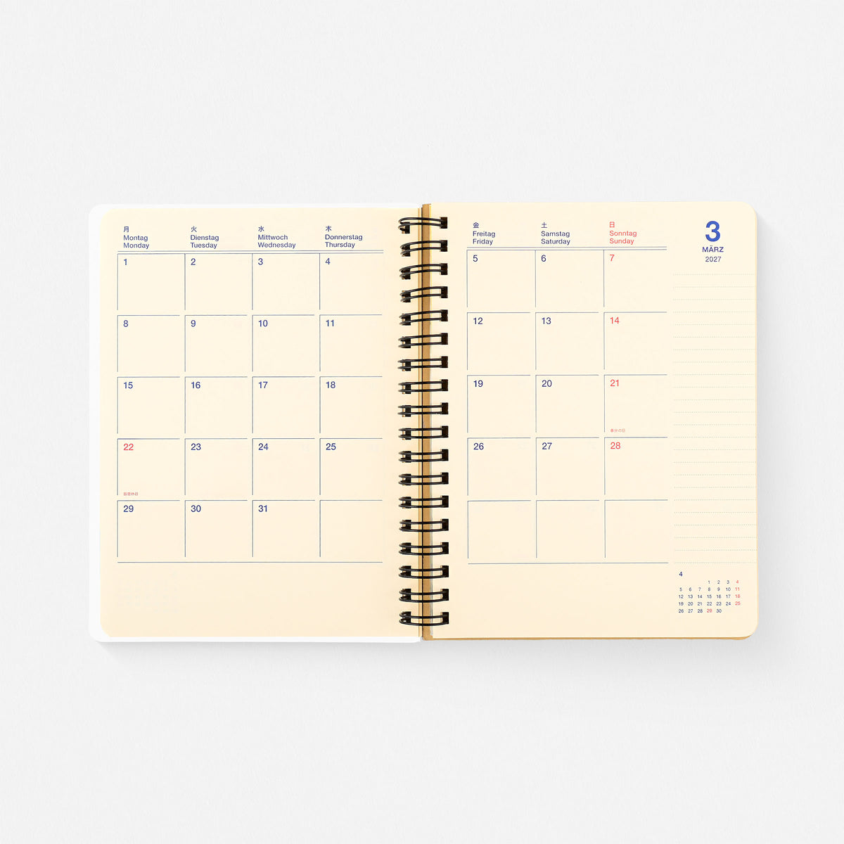 2027 Rollbahn Monthly Planner Cassette Neon Orange Large