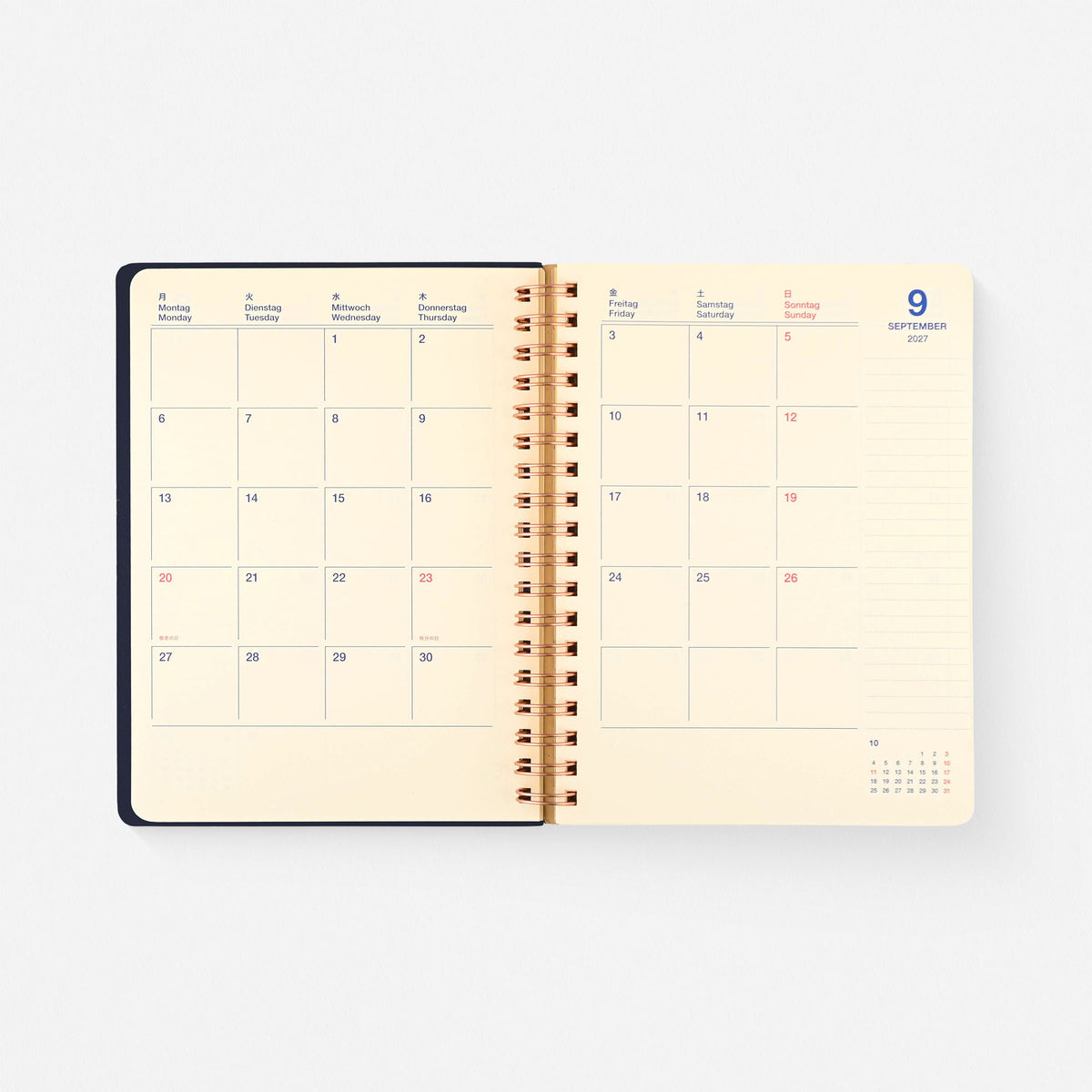 2027 Rollbahn Monthly Planner Homme Dark Blue | 2 Sizes