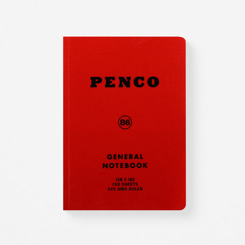 Hightide Penco General Notebook Grid B6 | 5 Colors Red