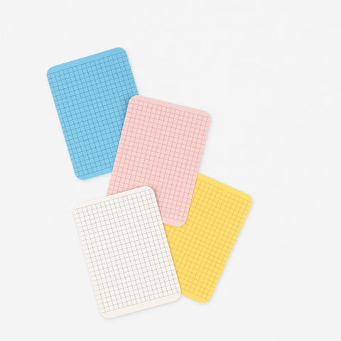 Foglietto Quadrato (Grid)  Memo Cards A7 Pink/Yellow/Blue/Ivory 