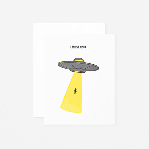 Quick Brown Fox Letterpress UFO Greeting Card 