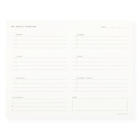 Ramona & Ruth Weekly Overview Notepad