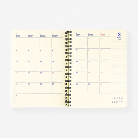Delfonics Rollbahn 2025 Monthly Planner Beige | Large, A5 Or Extra Large