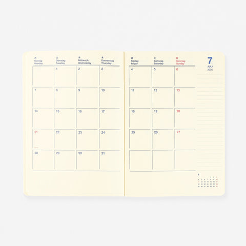 Delfonics Rollbahn 2025 Monthly Planner Notebook Clear B6 Or A5 | Clear Blue, Clear Or Clear Pink 