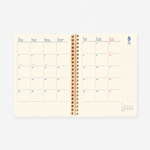 Delfonics Rollbahn 2026 Drop Monthly Planner Brown | Large, A5 Or Extra Large