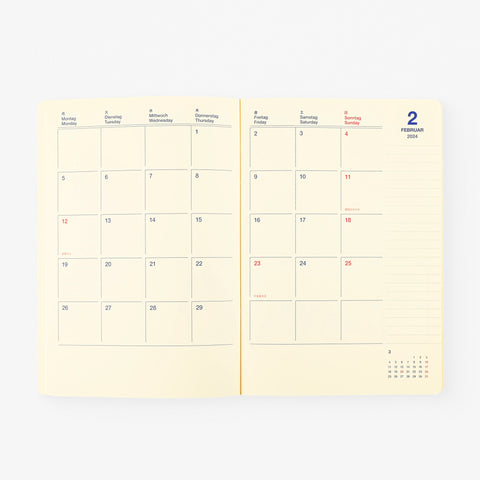 Delfonics Rollbahn 2024 Monthly Planner Note Clear A5 | Clear Pink, Clear Or Clear Blue 