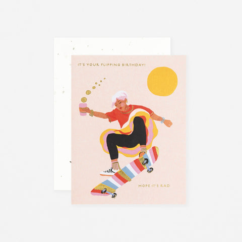 Seedlings Skateboard Girl Birthday Card With Plantable Envelope 