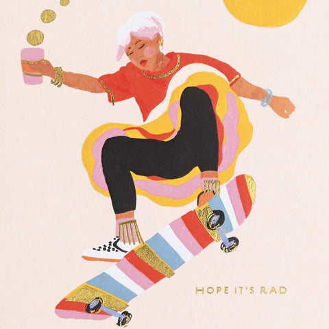 Seedlings Skateboard Girl Birthday Card With Plantable Envelope 