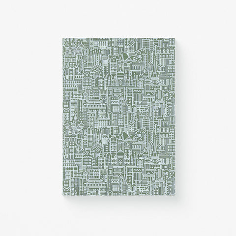 The City Works Hello World White Ink Notebook Blank | Blue, Green Or Rust Green