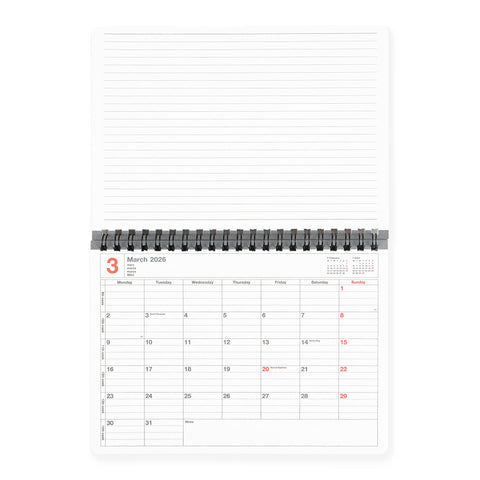 MARK'S Inc. 2026 Yoshiki Okamura Small Monthly Planner Notebook | 3 Colorways