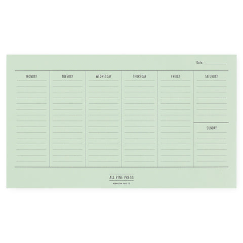 All Pine Press Desktop Weekly Calendar Green 