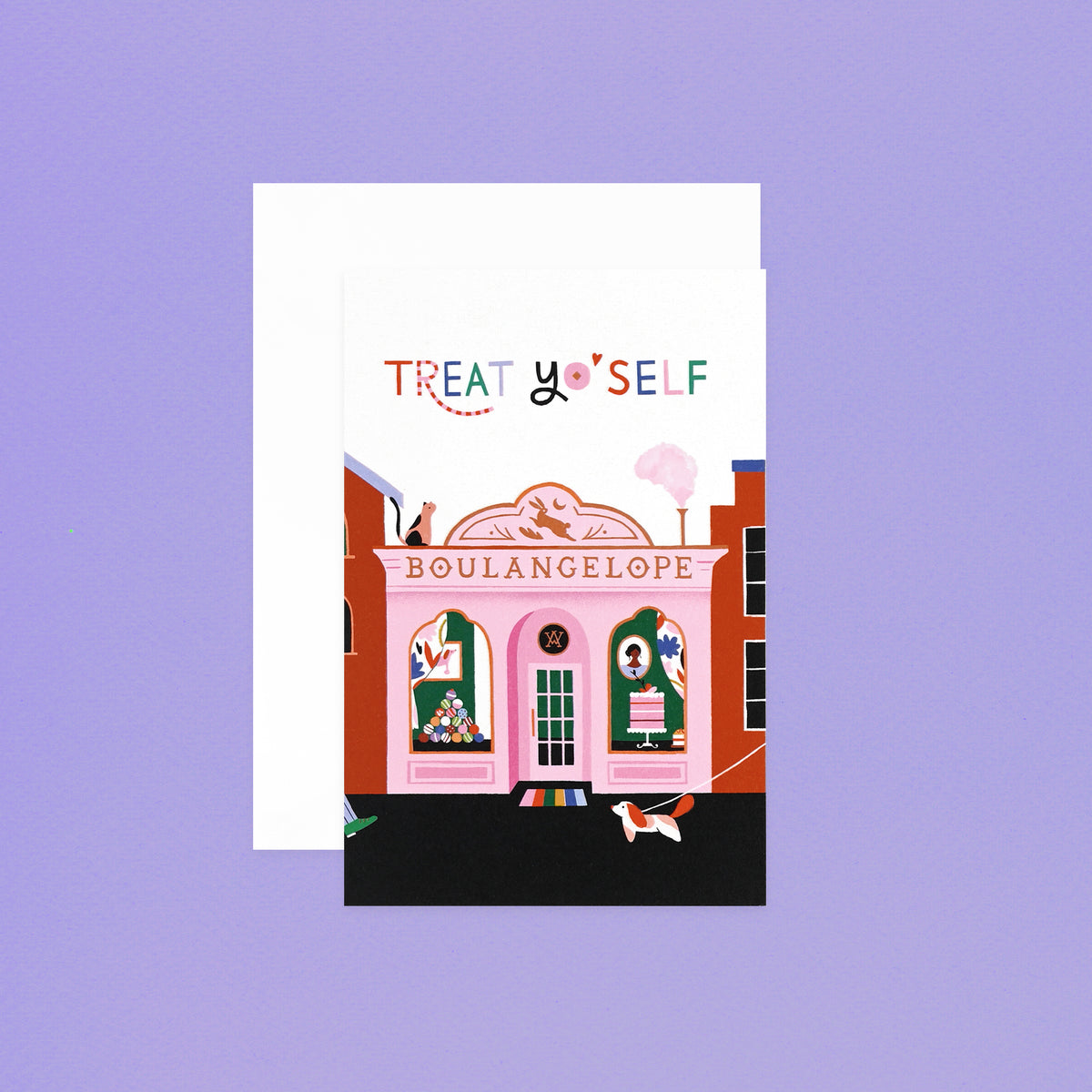Angelope Treat Yo' Self Pink Bakery Greeting Card 
