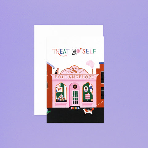 Angelope Treat Yo' Self Pink Bakery Greeting Card 