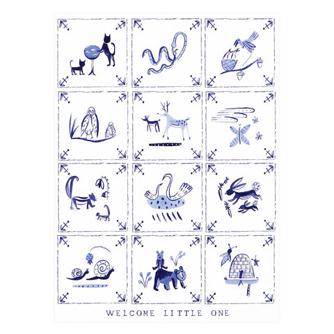 Mr. Boddington's Studio Delft Tiles New Baby Card 
