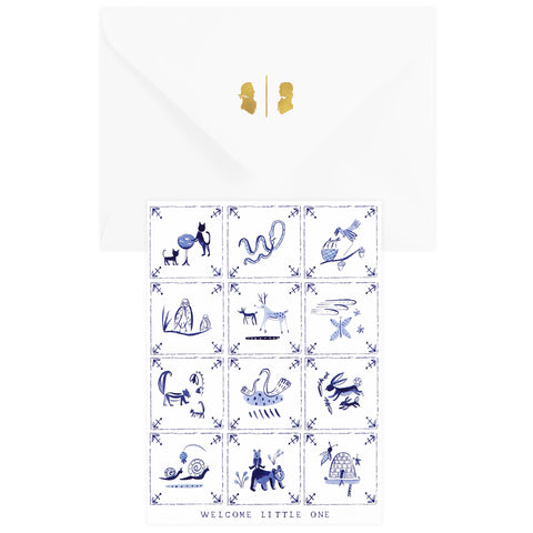 Mr. Boddington's Studio Delft Tiles New Baby Card 