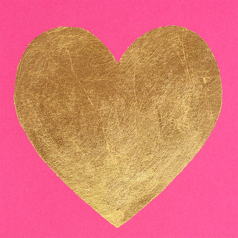 Catherine Greenup Heart Gold Leaf Greeting Card Fuchsia 