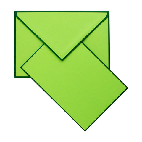 Crown Mill Color Edge Bamboo and Dark Green Flat Note Cards Boxed