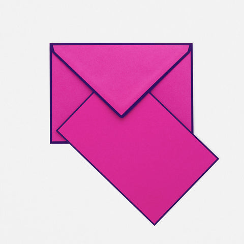 Crown Mill Color Edge Bougainvillea and Navy Flat Note Cards Boxed 