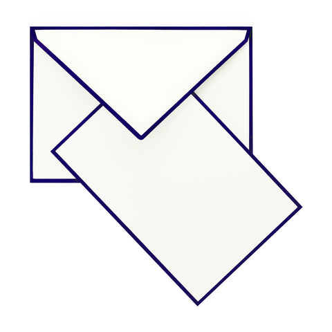 Crown Mill Color Edge Cream and Navy Blue Flat Note Cards Boxed 