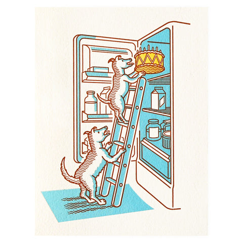 Fickle Hill Letterpress Dogs Stealing Cake Birthday Card 