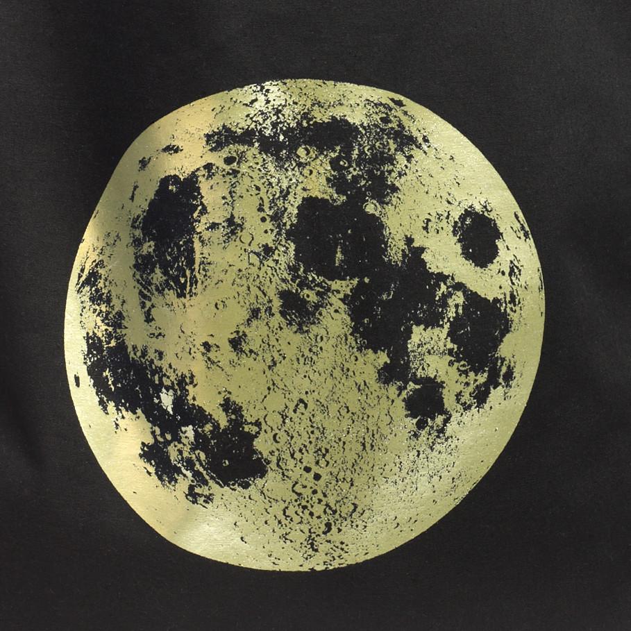 Little Lark Black And Metallic Gold Full Moon Cotton Tote 
