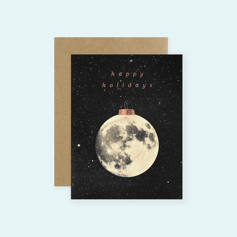 The Galek Sea Happy Holidays Moon Ornament Card 