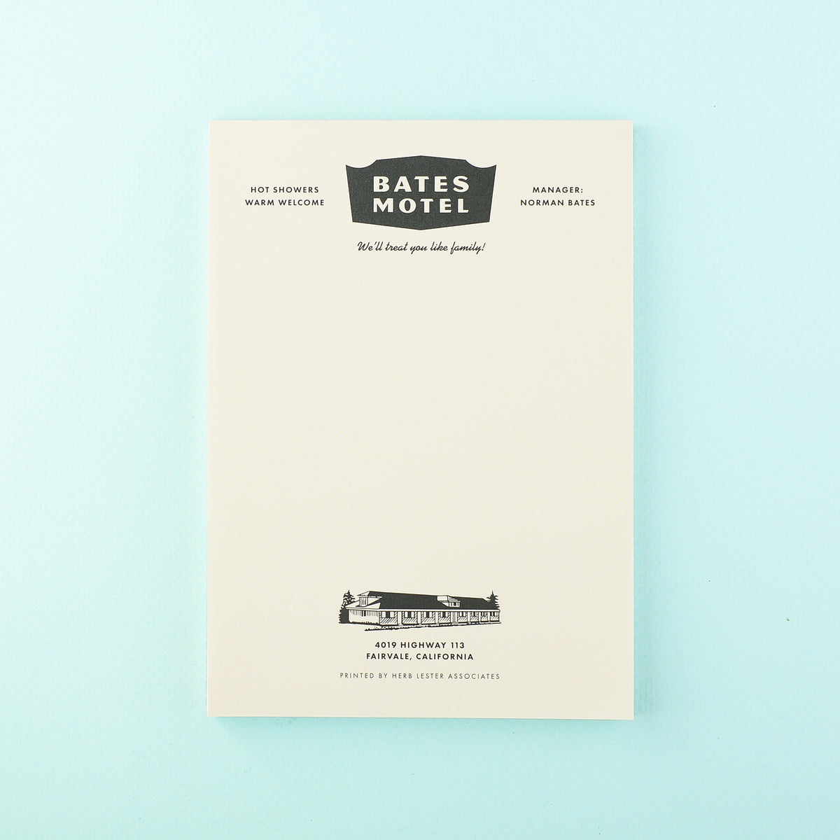 Herb Lester Bates Motel Psycho Fictional Hotel Notepad Set of 3 or Single 