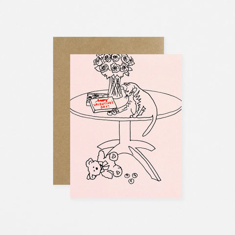 La Familia Green Rude Cat Valentine's Day Card 