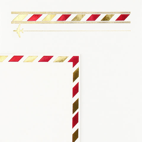 LA Paper Lover Airmail Red and Metallic Gold on Ivory 