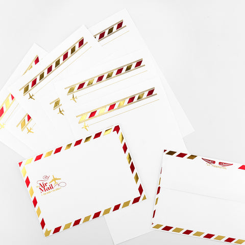 LA Paper Lover Airmail Red and Metallic Gold on Ivory 