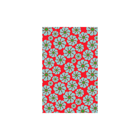 Shunkoen Mamimu Japanese Classic Motifs Mini Memo Notebook | Six Designs Blue Flowers on Red